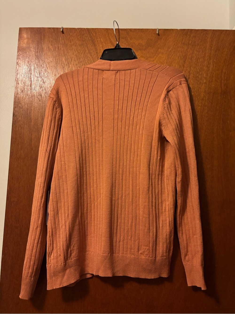 Lovecode Open-Front Ribbed Cardigan Sweater - light Orange - Picture 3 of 3